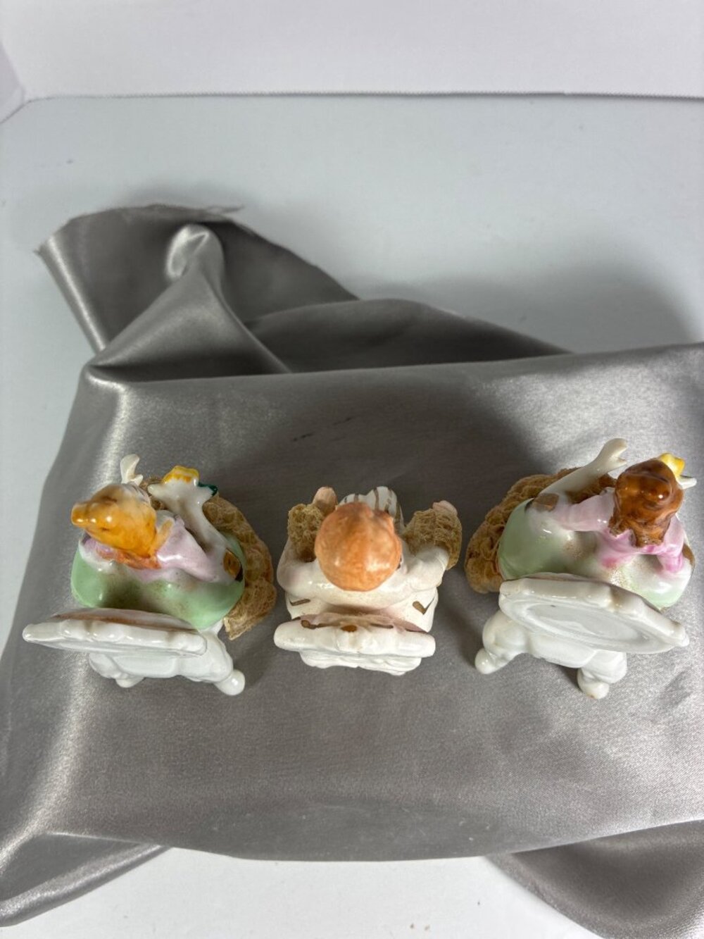 Vintage Porcelain Lace Figurine Trio Victorian Style - Picture 7 of 16